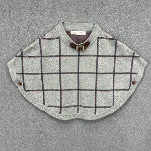 Hope & Henry Sweater Cape Baby XXS Gray Windowpane Organic Cotton